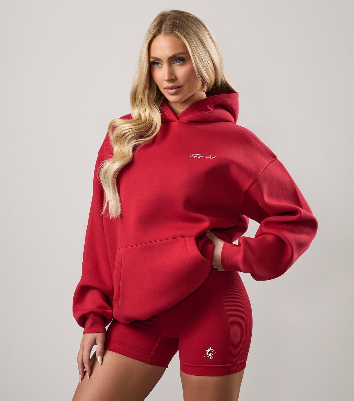 Gym King Women's Red Embroidered Logo Hoodie Gym King New Look