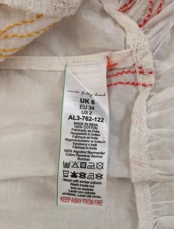 Never Fully Dressed Never Fully Dressed May Sun Embroidered Slip Dress White Cotton UK 6 BNWT
