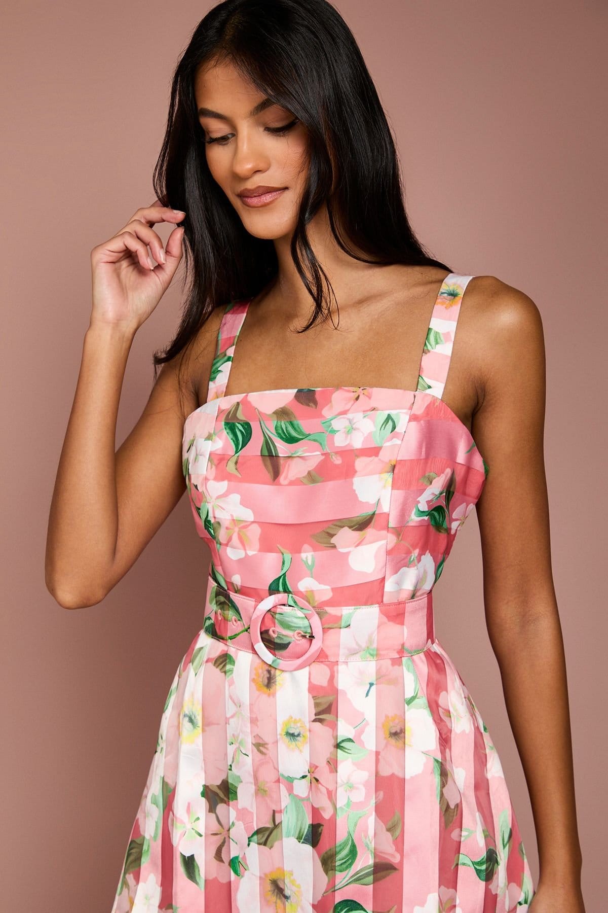 Coast Coast Women's Petite Printed Floral Burnout Organza Midi Dress in Pink - 4