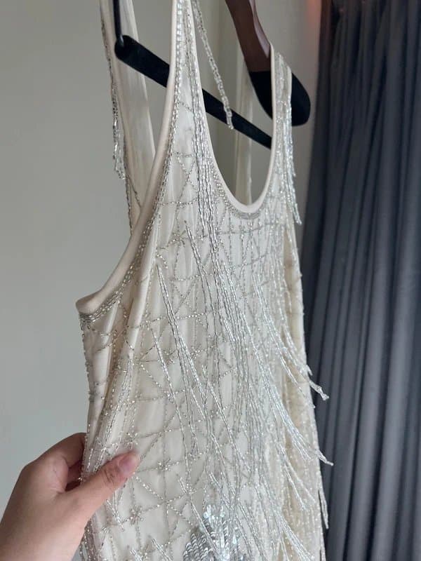 asos édition Luxury Beaded Textured Trim Dress | Gatsby Style | Ascot Gala Cocktail Red Carpet