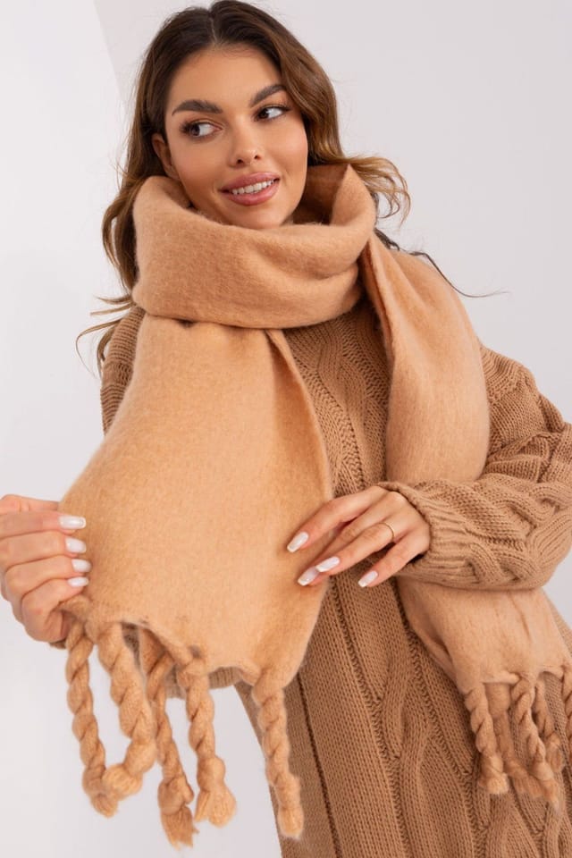 Love Lace Love Lace Women's Long Smooth Polyester Scarf with Soft Tassels for Winter Wear in Brown - 2