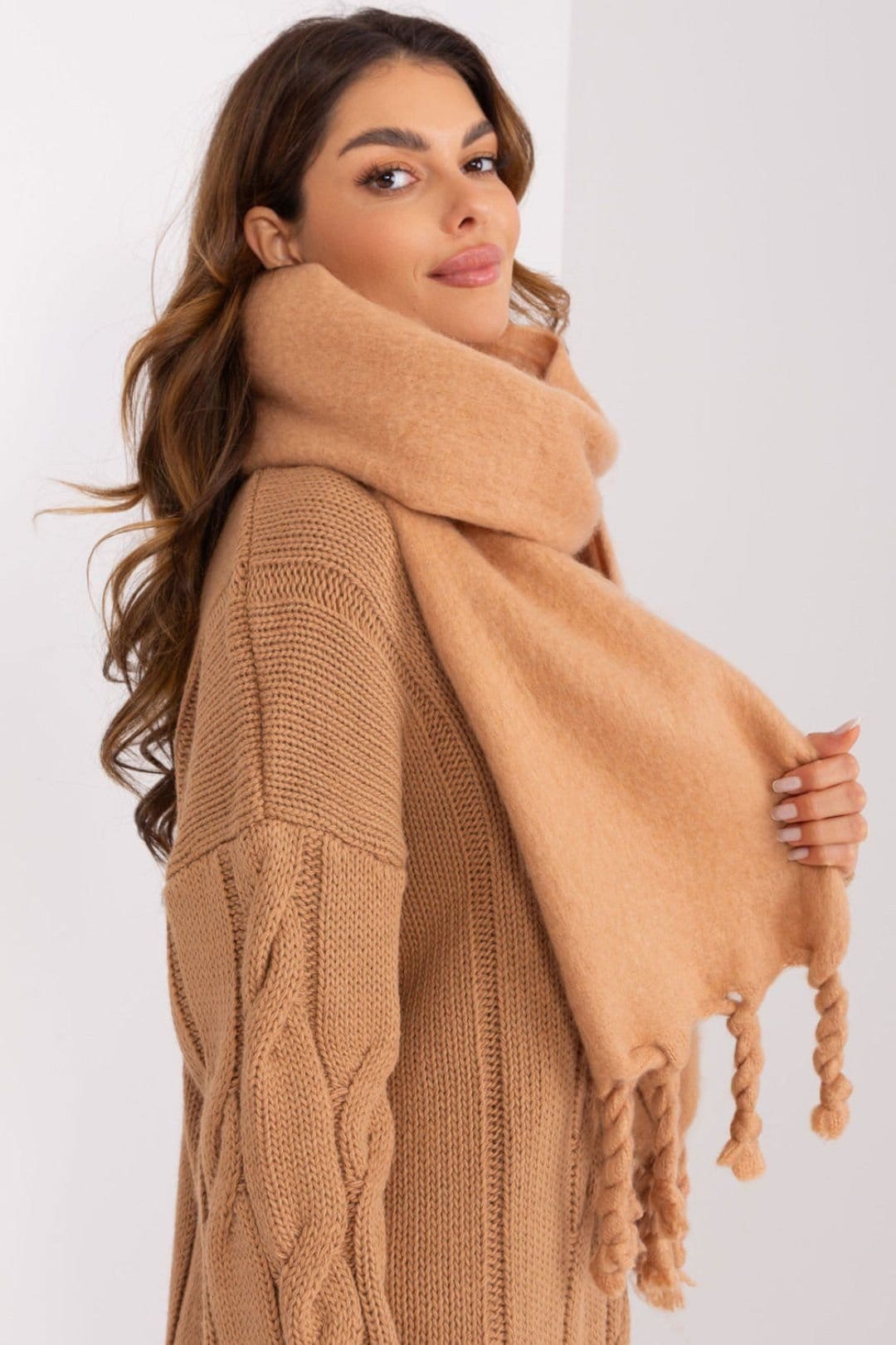 Love Lace Love Lace Women's Long Smooth Polyester Scarf with Soft Tassels for Winter Wear in Brown - 4