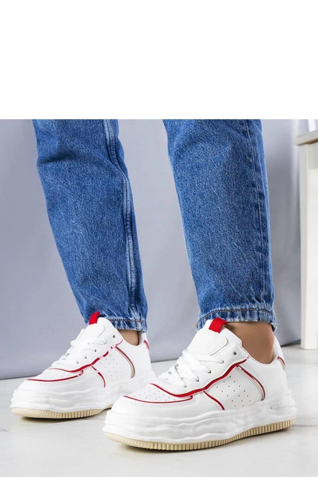 Love Lace Love Lace Women's Nettie White Sneakers with Red Inserts Lace Up Rubber Sole