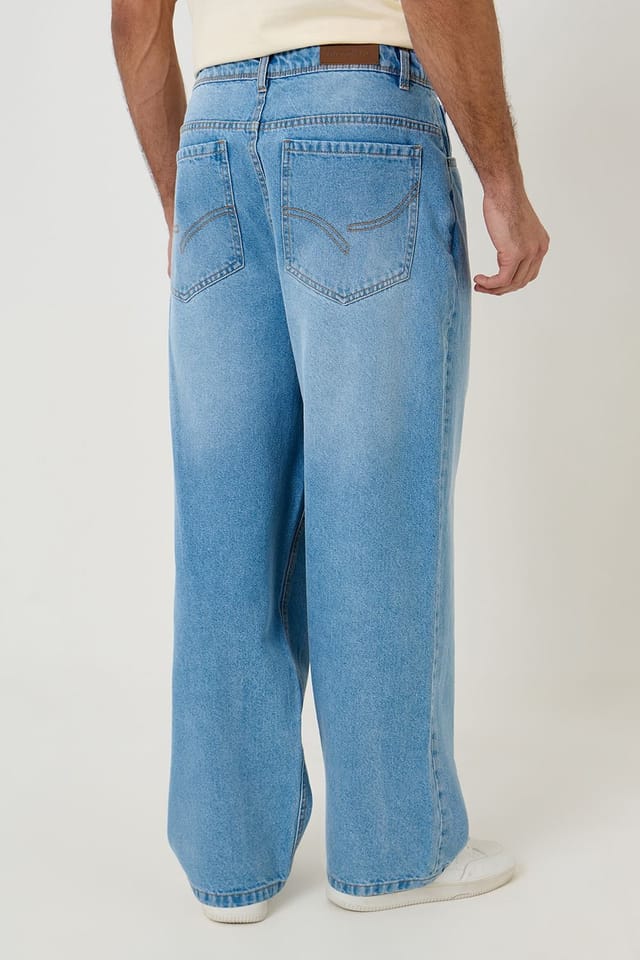 Threadbare Threadbare Men's Baggy Fit Jeans in Light Blue - 2
