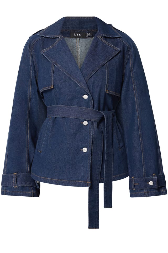 Long Tall Sally Long Tall Sally Women's Tall Denim Trench Coat in Indigo - 2