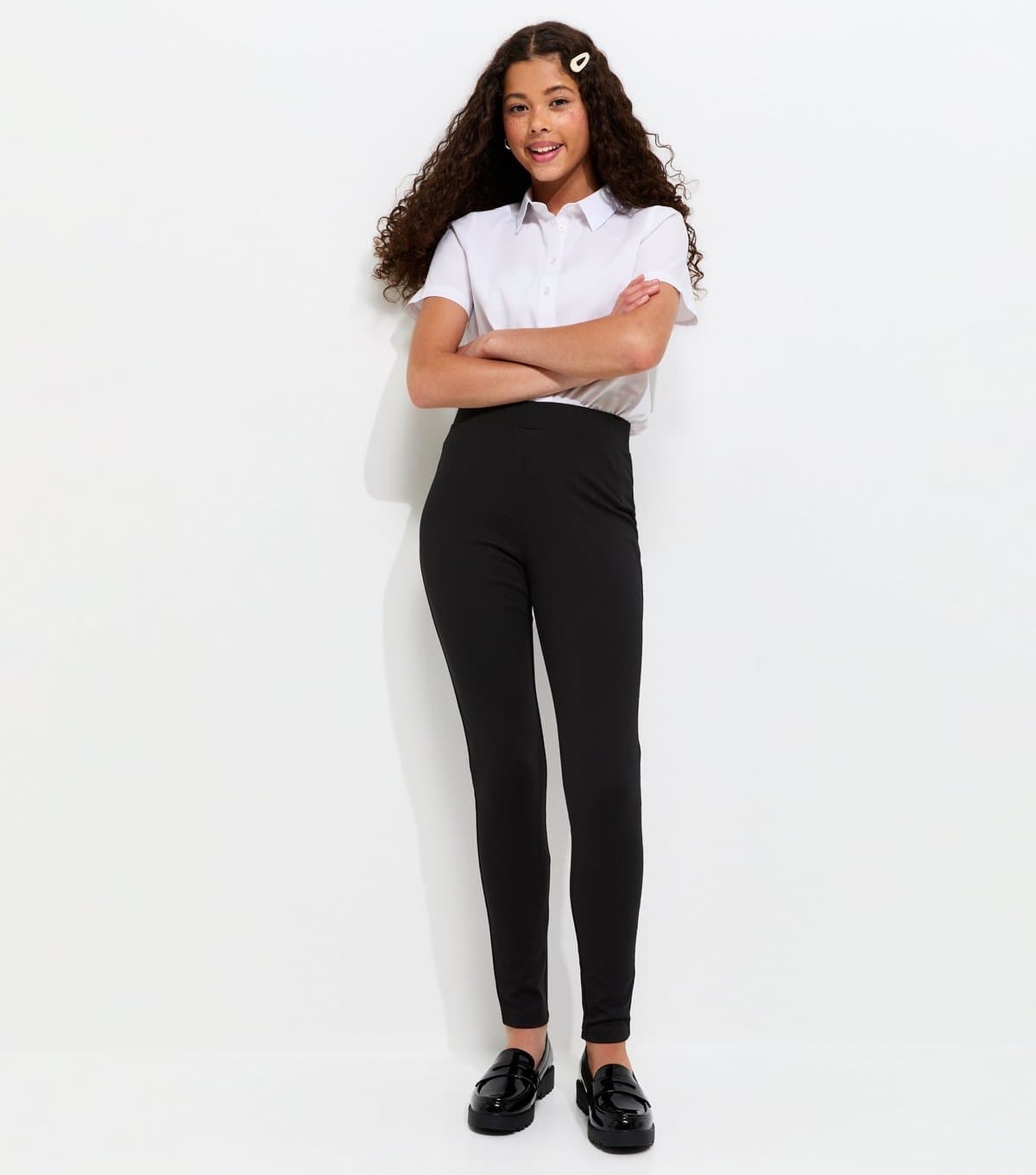 New Look Girls' Black Ponte Pull On School Trousers New Look