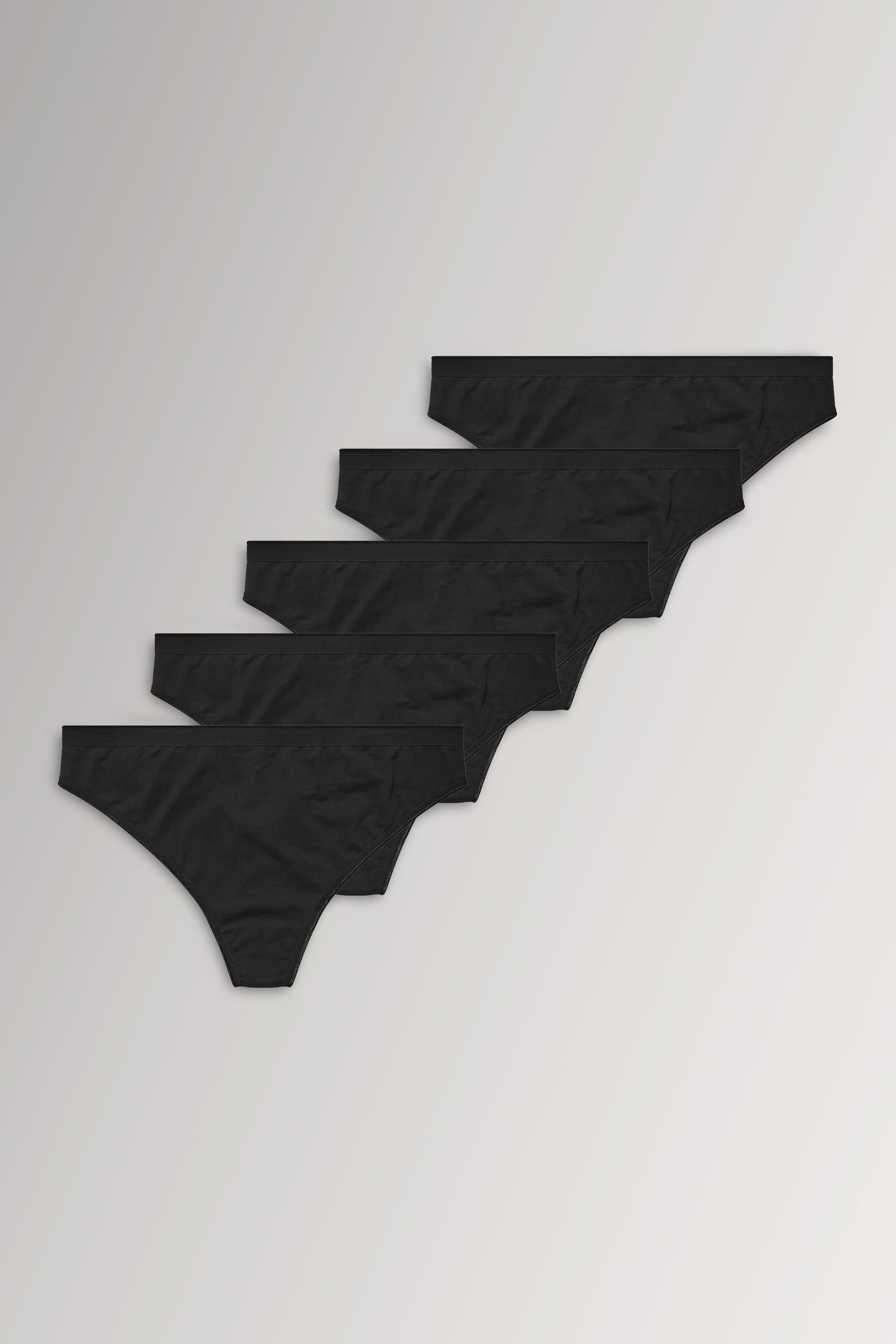 Yours 5 Pack Plus Size Black Thongs