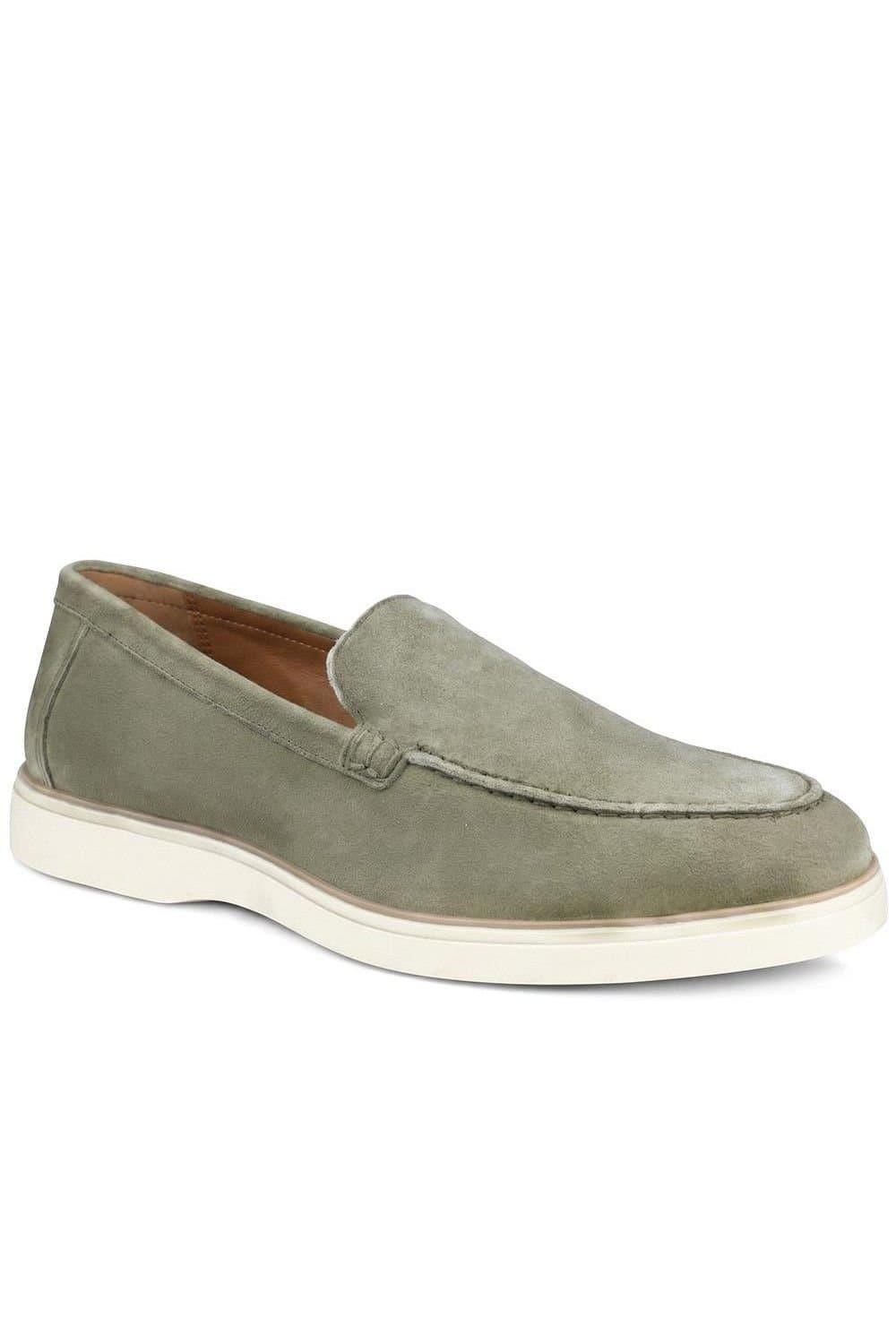 Jones Bootmaker Jones Bootmaker Men's Quarius All Leather Slip On Shoes in Khaki
