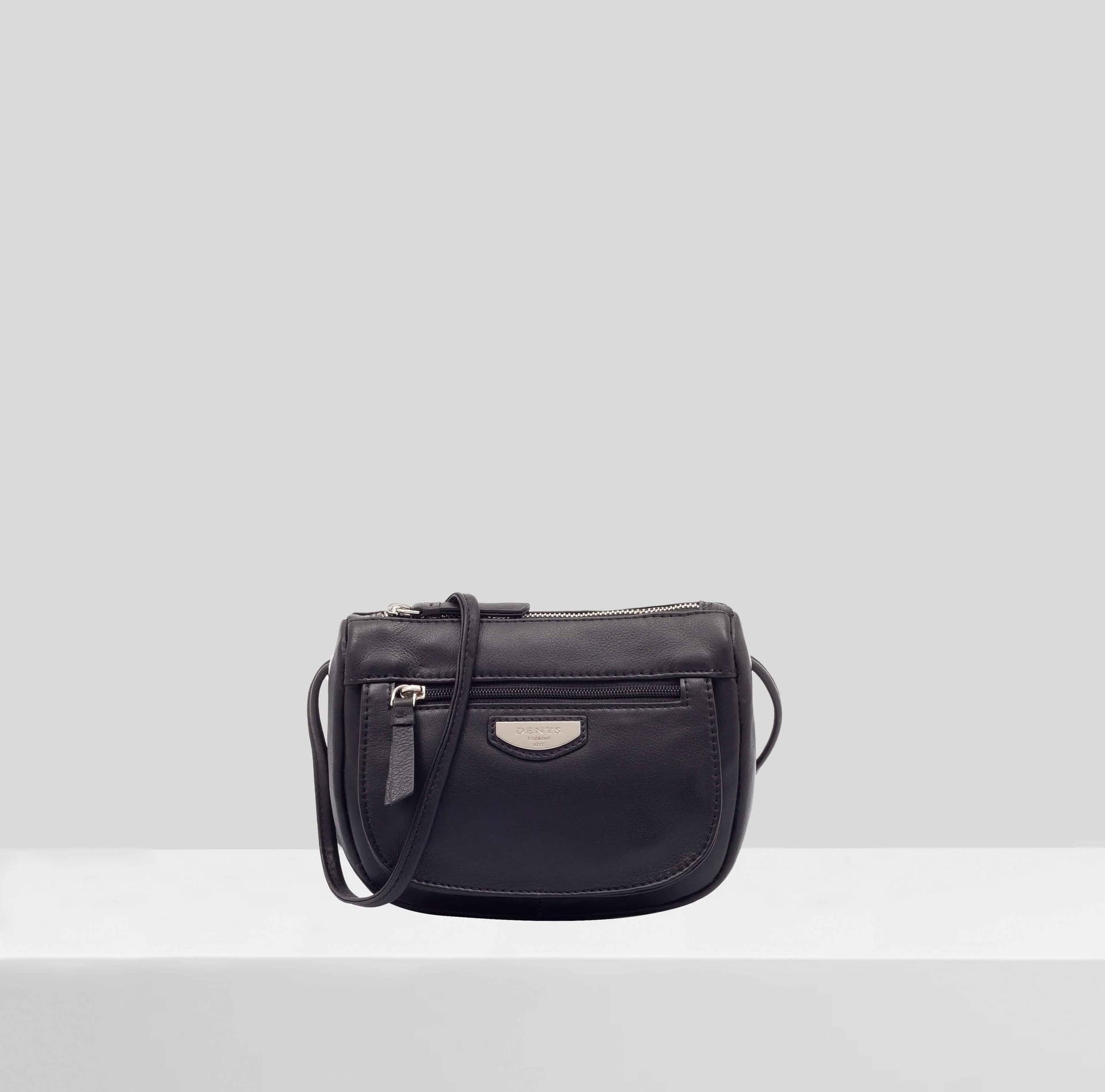 Dents Dents Black Leather Cross Body Bag