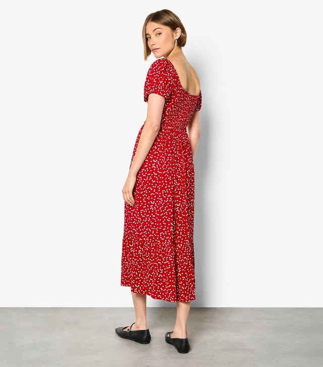 Apricot Women's Red Heart Print Button Through Midi Dress Apricot New Look - 3