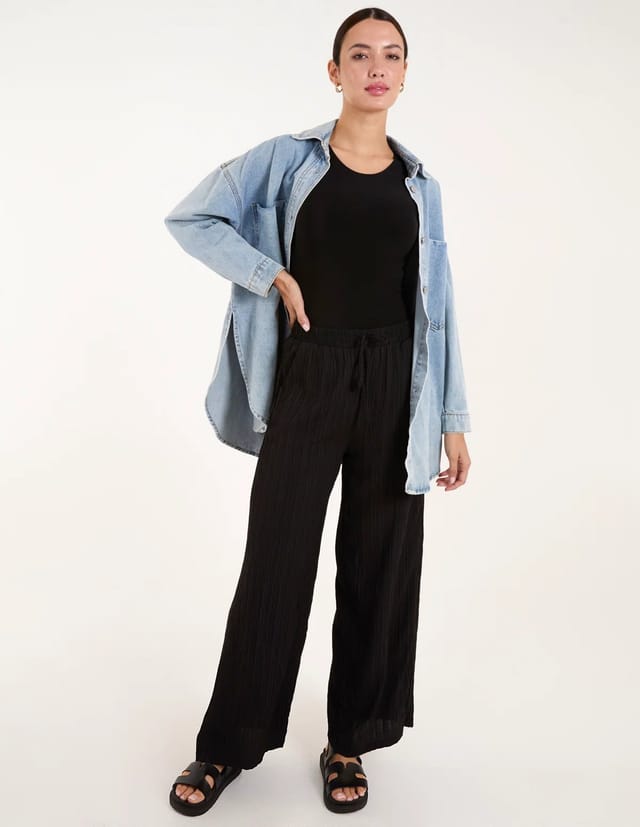 Blue Vanilla Drawstring Pocket Trouser Crinkle - 2