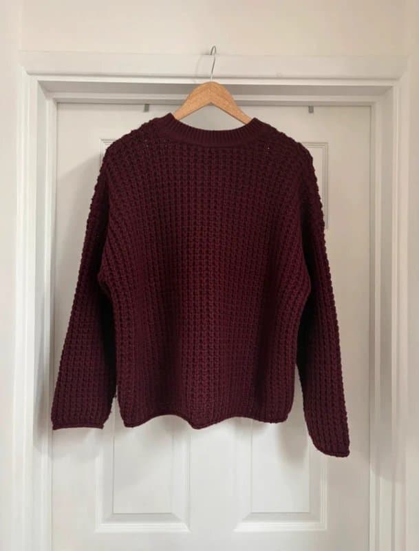 New Look Cosy Women's New Look Chunky Oversized Burgundy Knitted Sweater Jumper Top size M 12-14