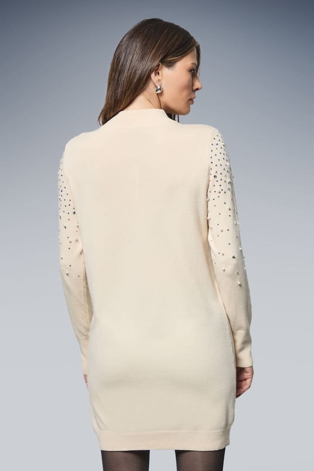 Wallis Wallis Women's Pearl Embellished High Neck Tunic in Ivory - 3