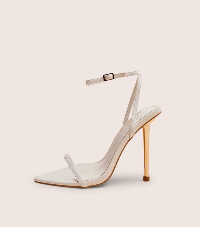 Public Desire Women's White Legacy Faux Leather Stiletto Heel Sandals Public Desire New Look - 2