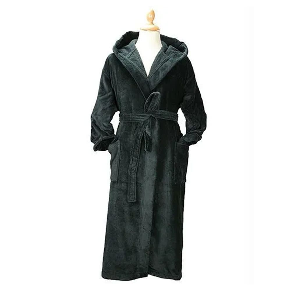 ARTG ARTG Women's Deluxe Velour Hooded Dressing Gown in Jet Black