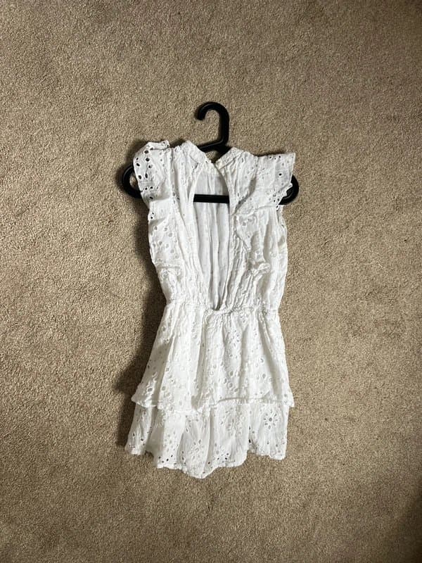 Boohoo White lace frill playsuit
