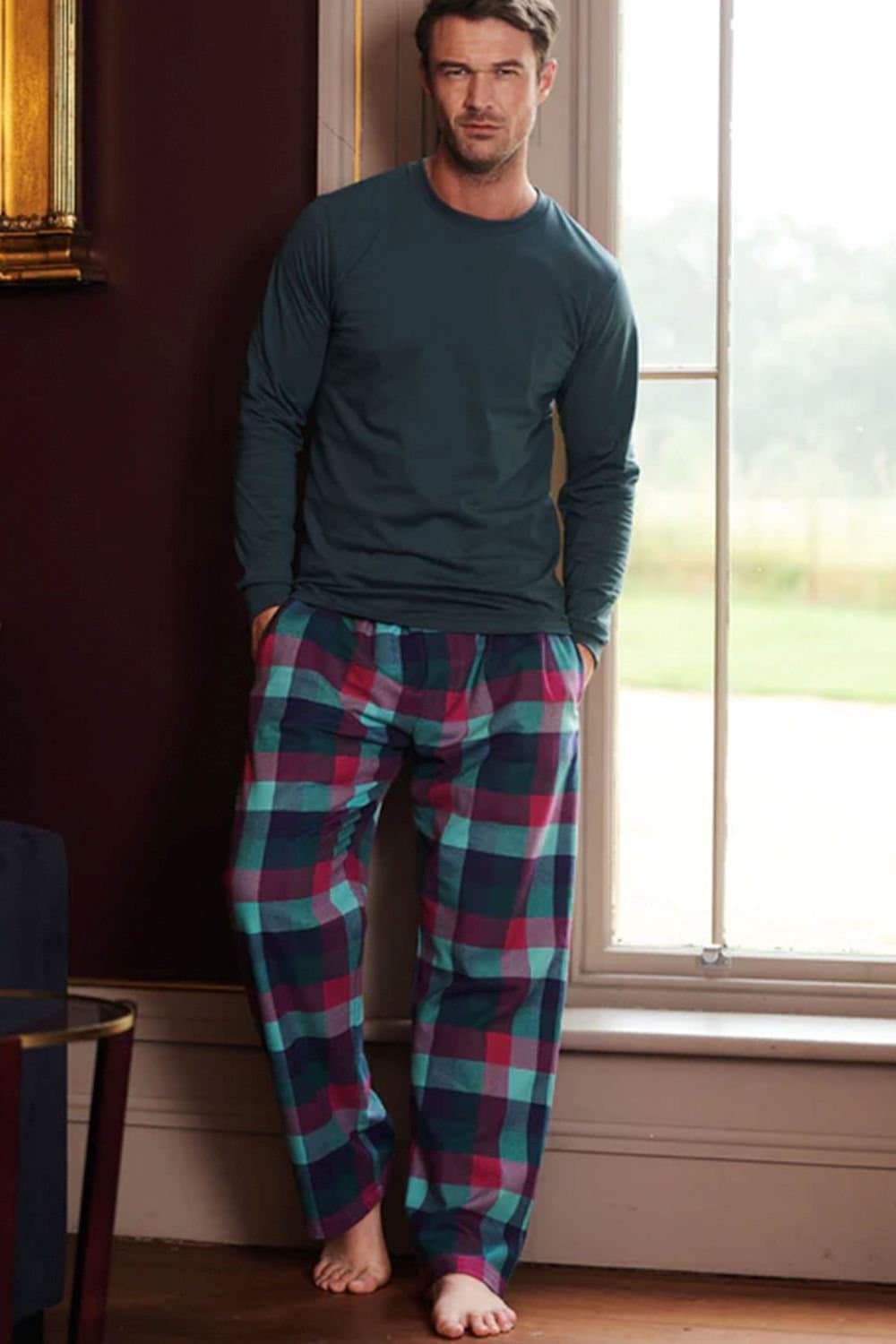 British Boxers British Boxers Men's 'Montrose' Check Brushed Cotton Pyjama Trousers
