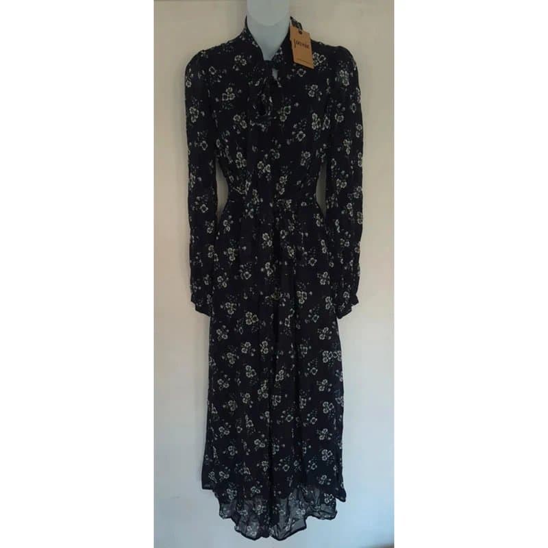Joanie Joanie Lavinia Lily of The Valley pussy bow floral midi dress UK size 10 brand new with tags