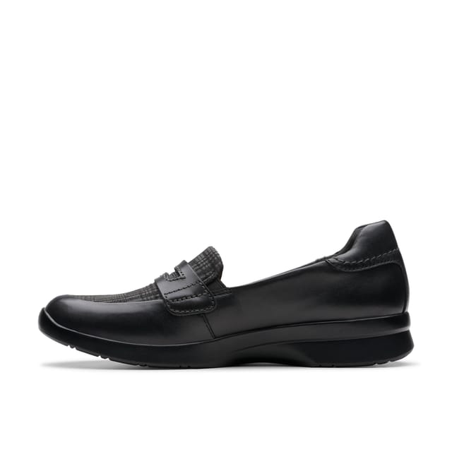 Clarks Clarks Women's Ellowyn Penny Black Leather Loafers, Slip Ons - 2