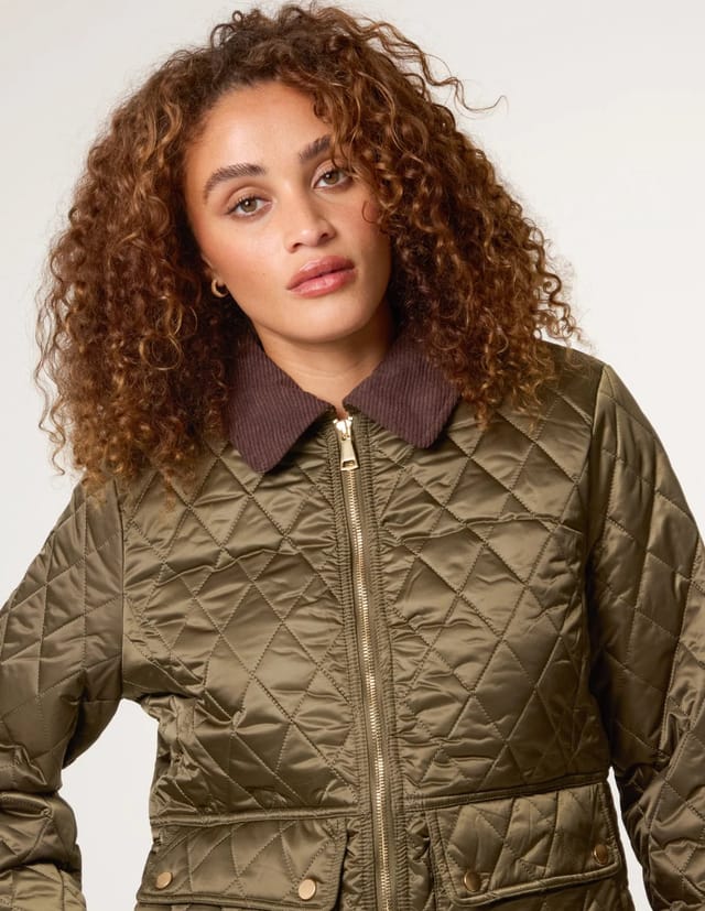 Blue Vanilla Diamond Quilted Cord Collar Coat - 2