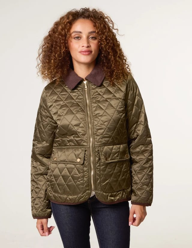 Blue Vanilla Diamond Quilted Cord Collar Coat - 3