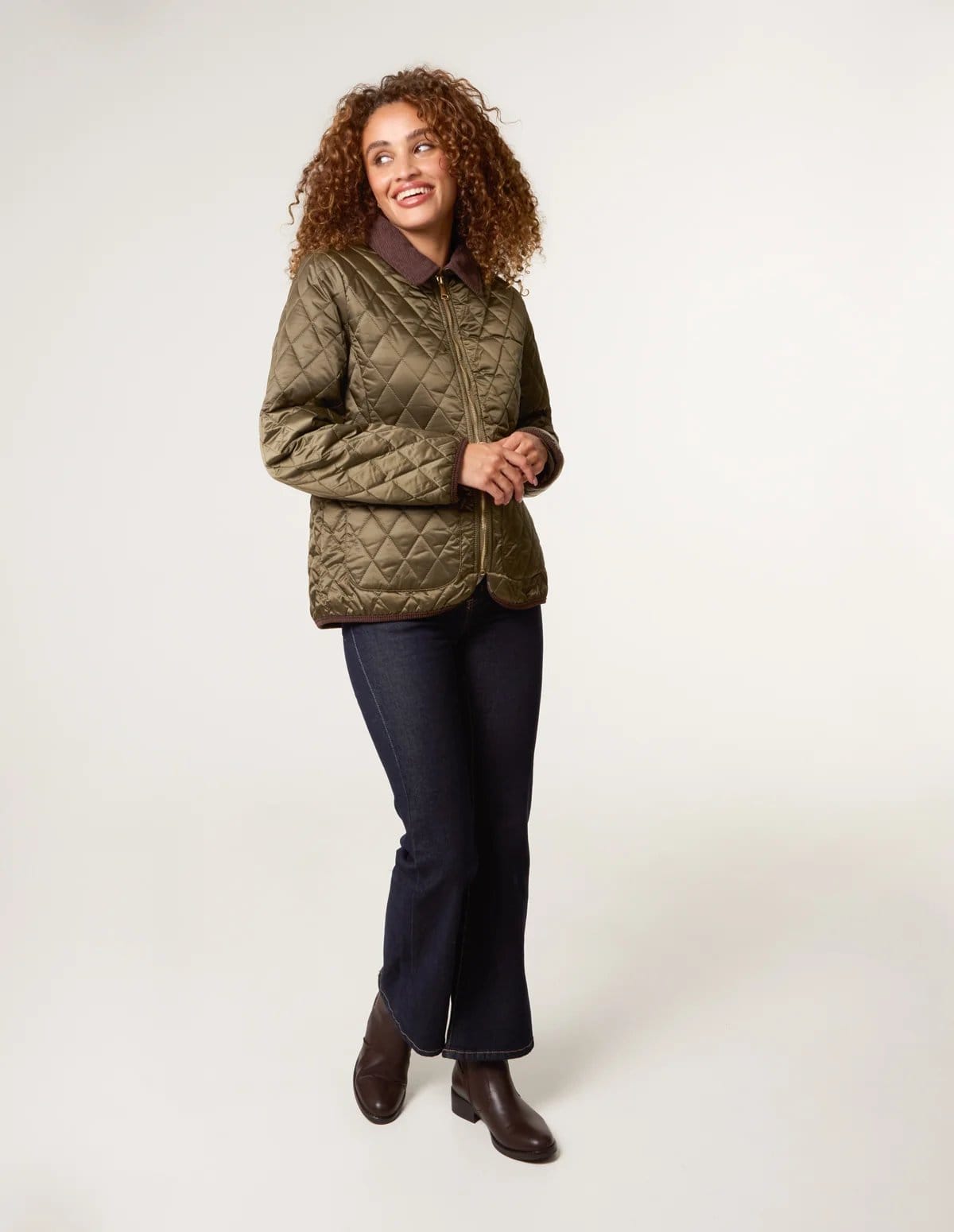 Blue Vanilla Diamond Quilted Cord Collar Coat - 4