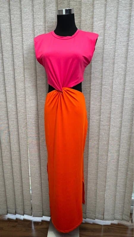 Shein Shein pink orange cut out maxi dress size M