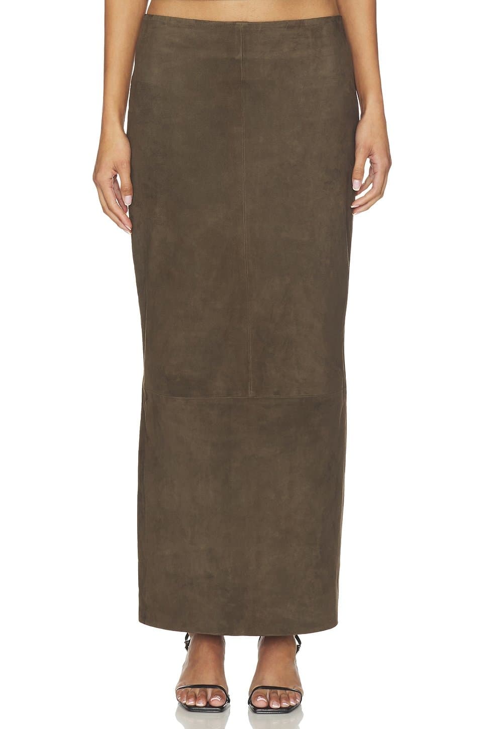 revolve Revolve Khaki Suede Column Skirt