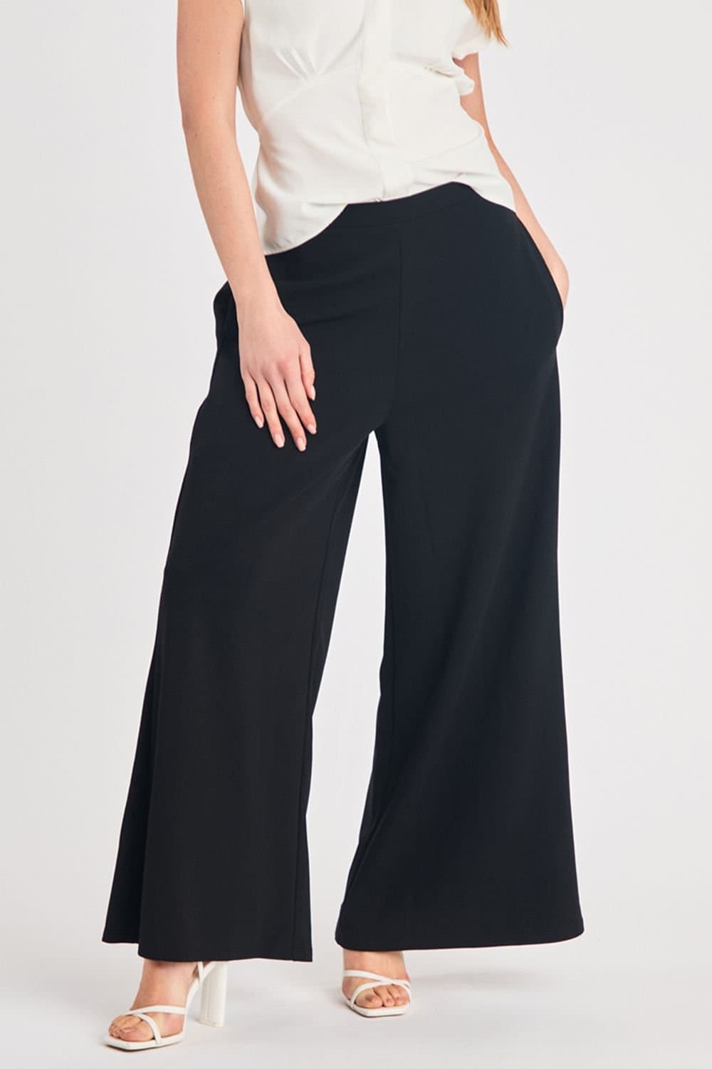 French Connection French Connection Women's Wide Leg Crepe Trousers in Black