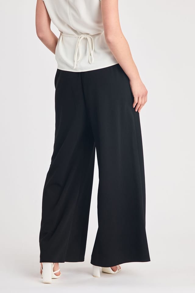 French Connection French Connection Women's Wide Leg Crepe Trousers in Black - 2