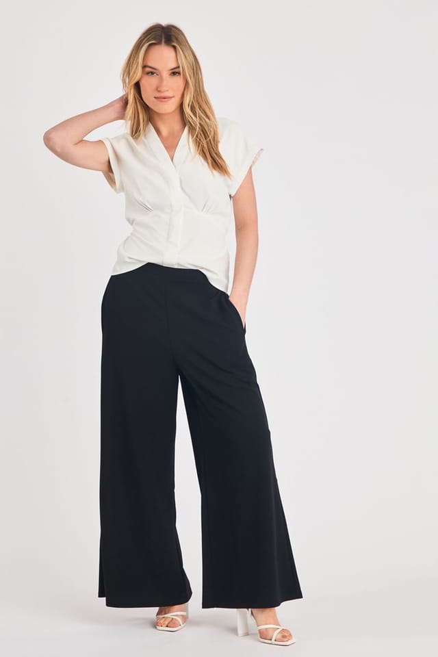 French Connection French Connection Women's Wide Leg Crepe Trousers in Black - 3