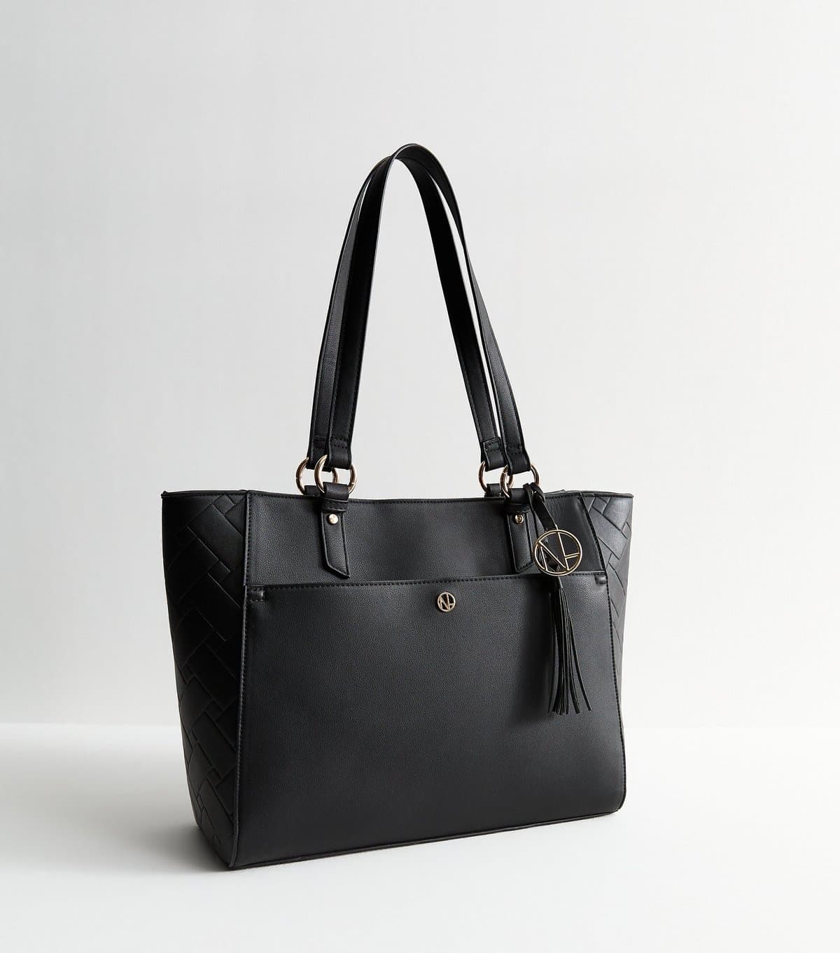 New Look Black Faux Leather Embossed Tote Bag Vegan New Look