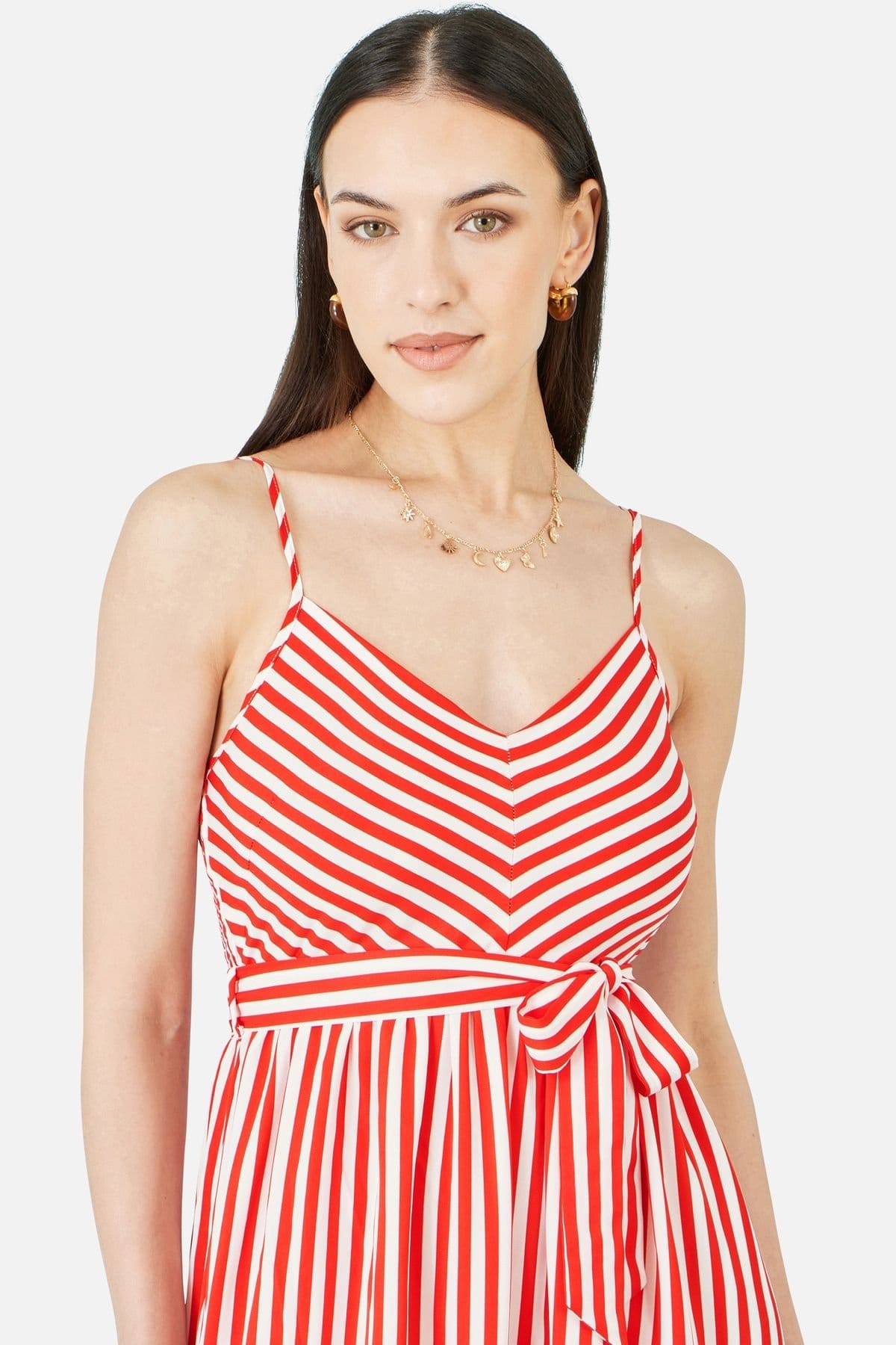 Yumi Yumi Women's Stripe Midi Sun Dress in Red - 4