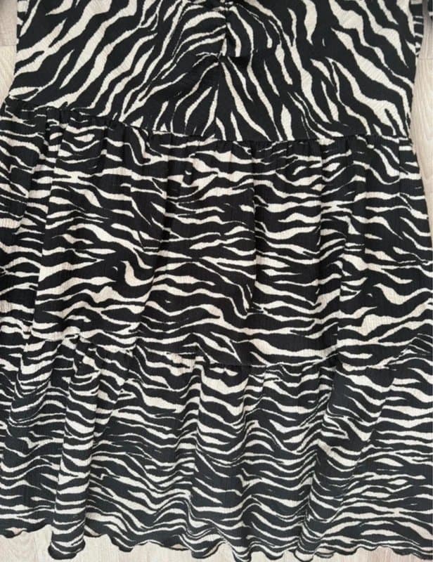 Bershka Bershka Zebra Print Long Sleeve Ruched Dress Size XS