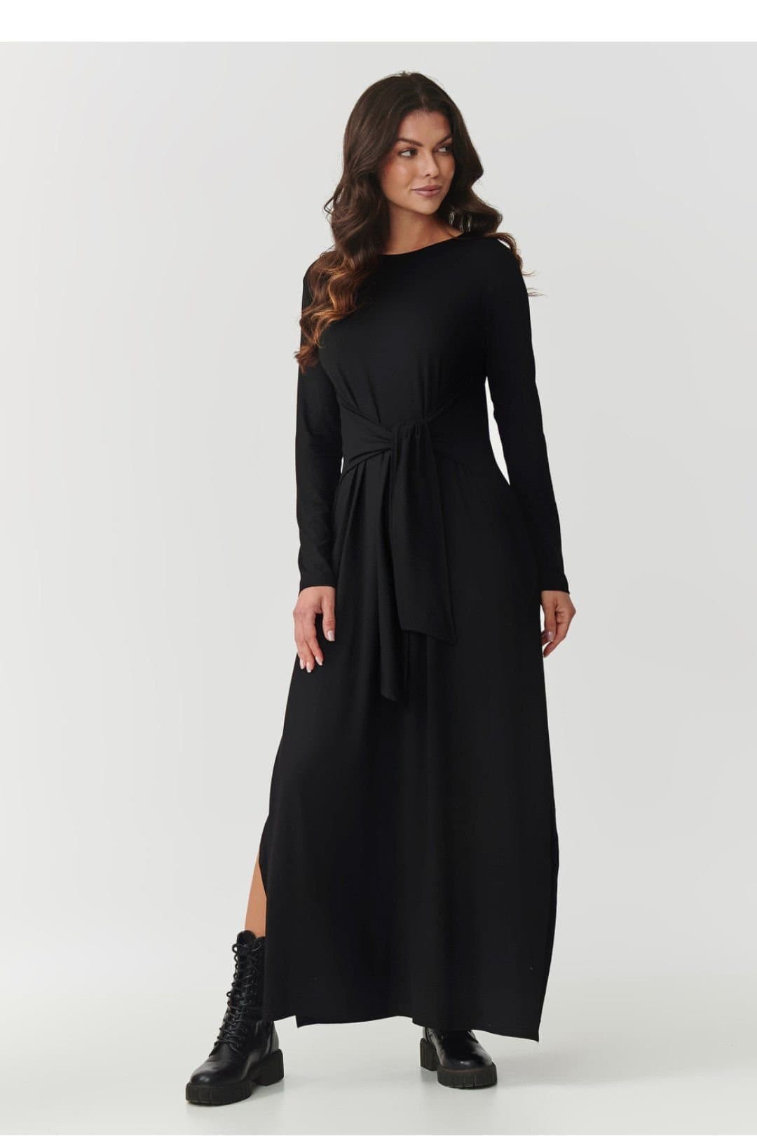 Love Lace Love Lace Women's Viscose Maxi Dress With Tie in Black