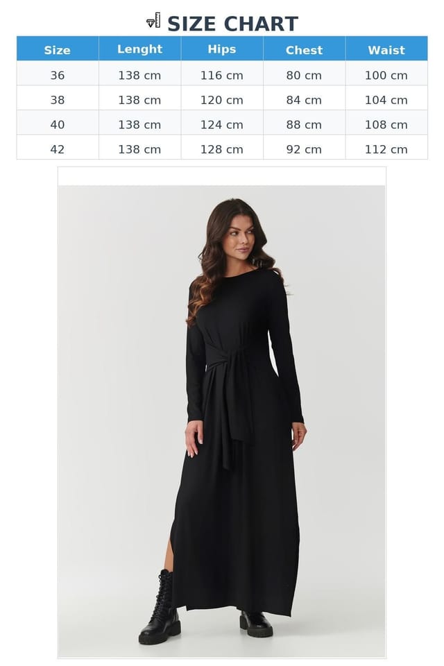 Love Lace Love Lace Women's Viscose Maxi Dress With Tie in Black - 3