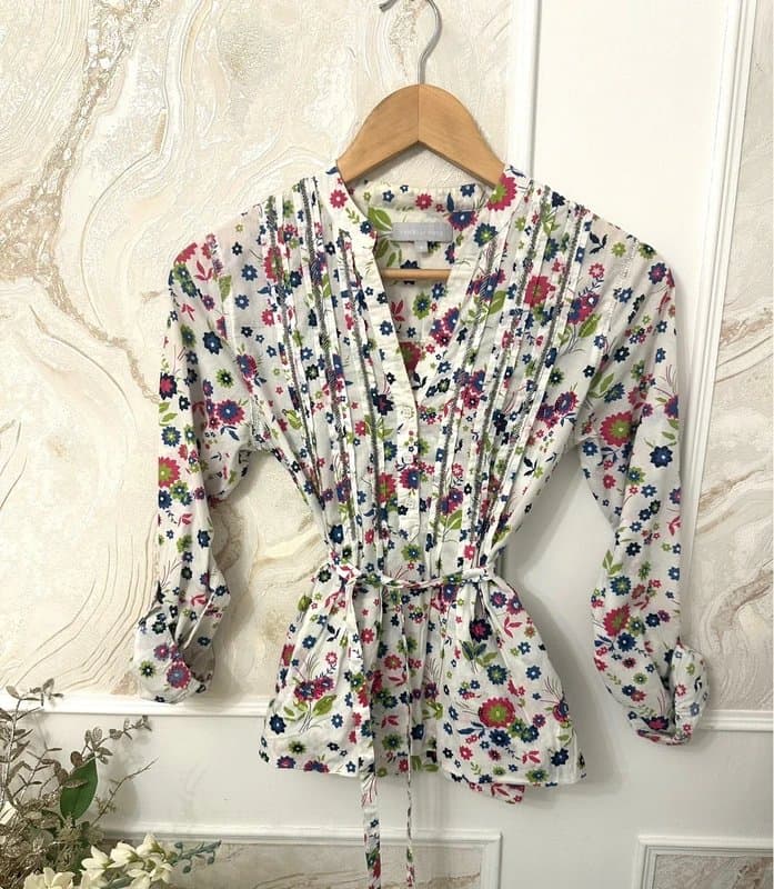 Vintage Dressing Vintage Y2K Red Herring floral cottagecore embellished blouse size 8 boho croquette