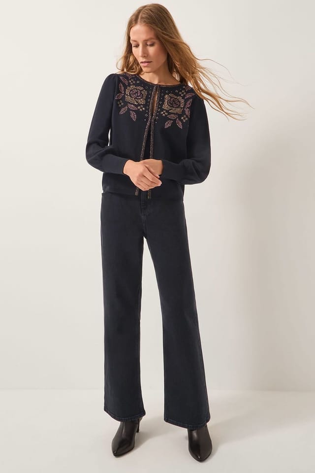Monsoon Monsoon Women's Hal Floral Hotfix Cardigan Black - 3