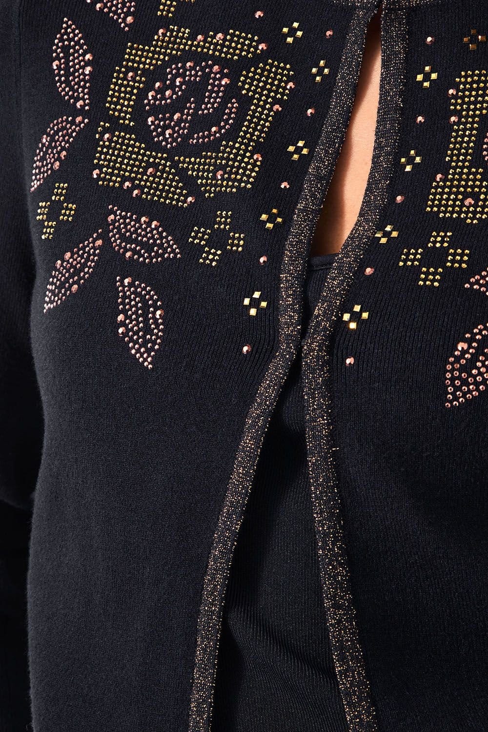 Monsoon Monsoon Women's Hal Floral Hotfix Cardigan Black - 4