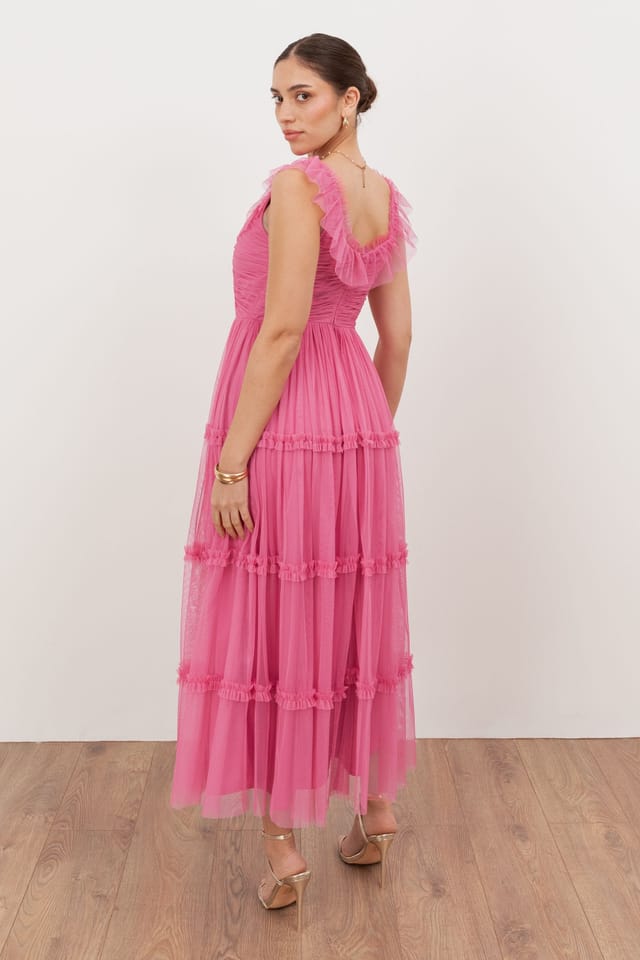 Anaya with Love Anaya with Love Women's Square Neck Ruffle Midaxi Dress in Pink - 2