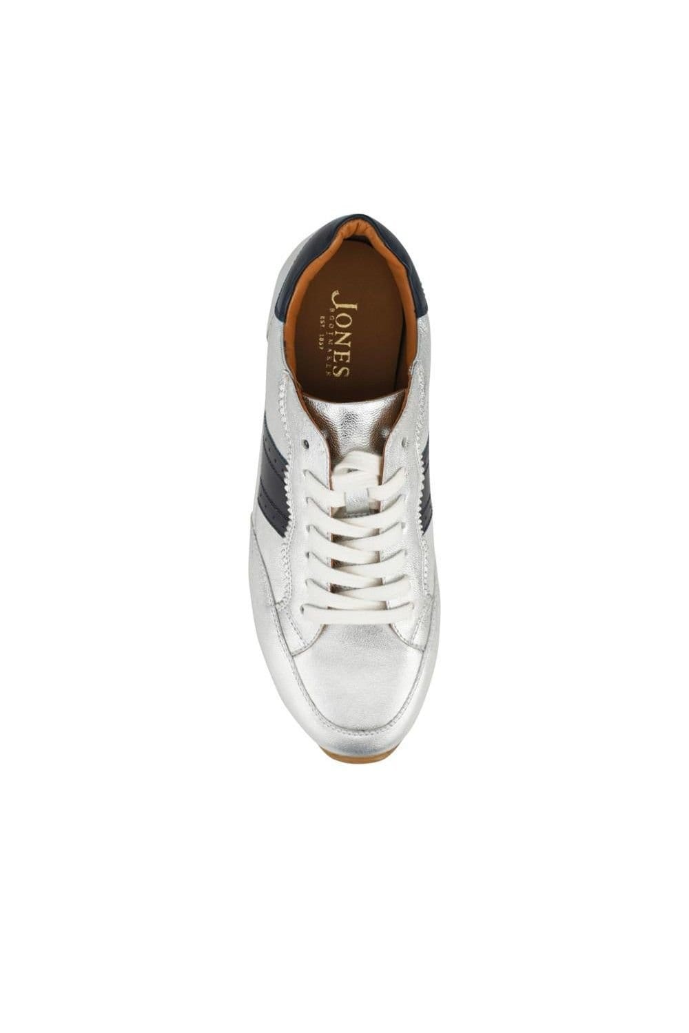 Jones Bootmaker Jones Bootmaker Women's Amika Leather Grip Sole Trainers in Silver - 4