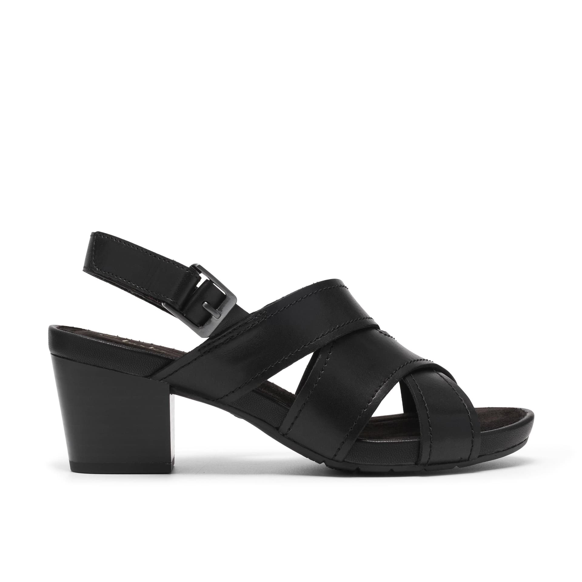 Clarks Clarks Women's Kymber Shine Black Leather Heeled Sandals