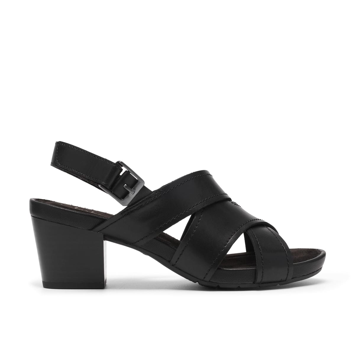 Clarks Clarks Women's Kymber Shine Black Leather Heeled Sandals - 1