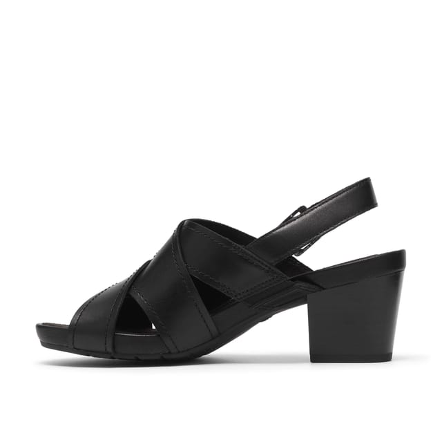 Clarks Clarks Women's Kymber Shine Black Leather Heeled Sandals - 2