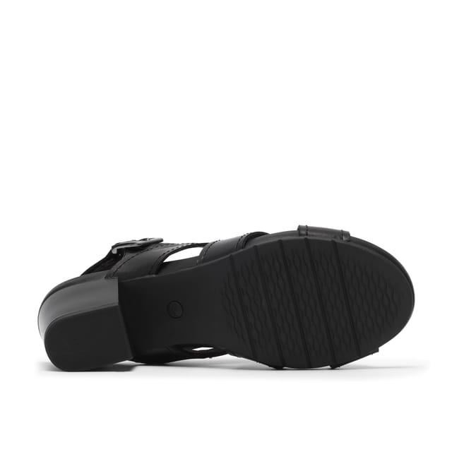 Clarks Clarks Women's Kymber Shine Black Leather Heeled Sandals - 3