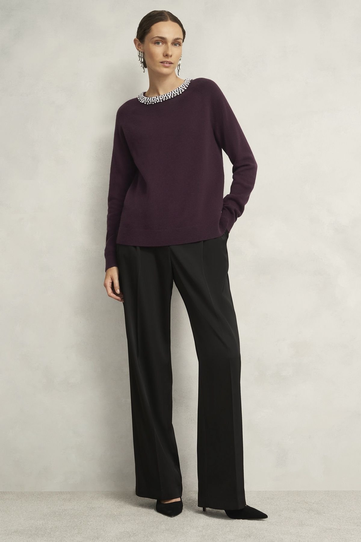Hobbs London Hobbs London Women's Sherry Jumper in Aubergine - 3