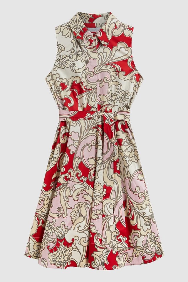 Hobbs London Hobbs London Women's Beki Printed Collar Shirt Dress in Red - 2