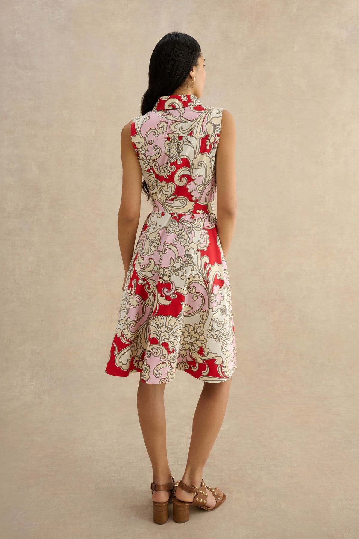 Hobbs London Hobbs London Women's Beki Printed Collar Shirt Dress in Red - 4