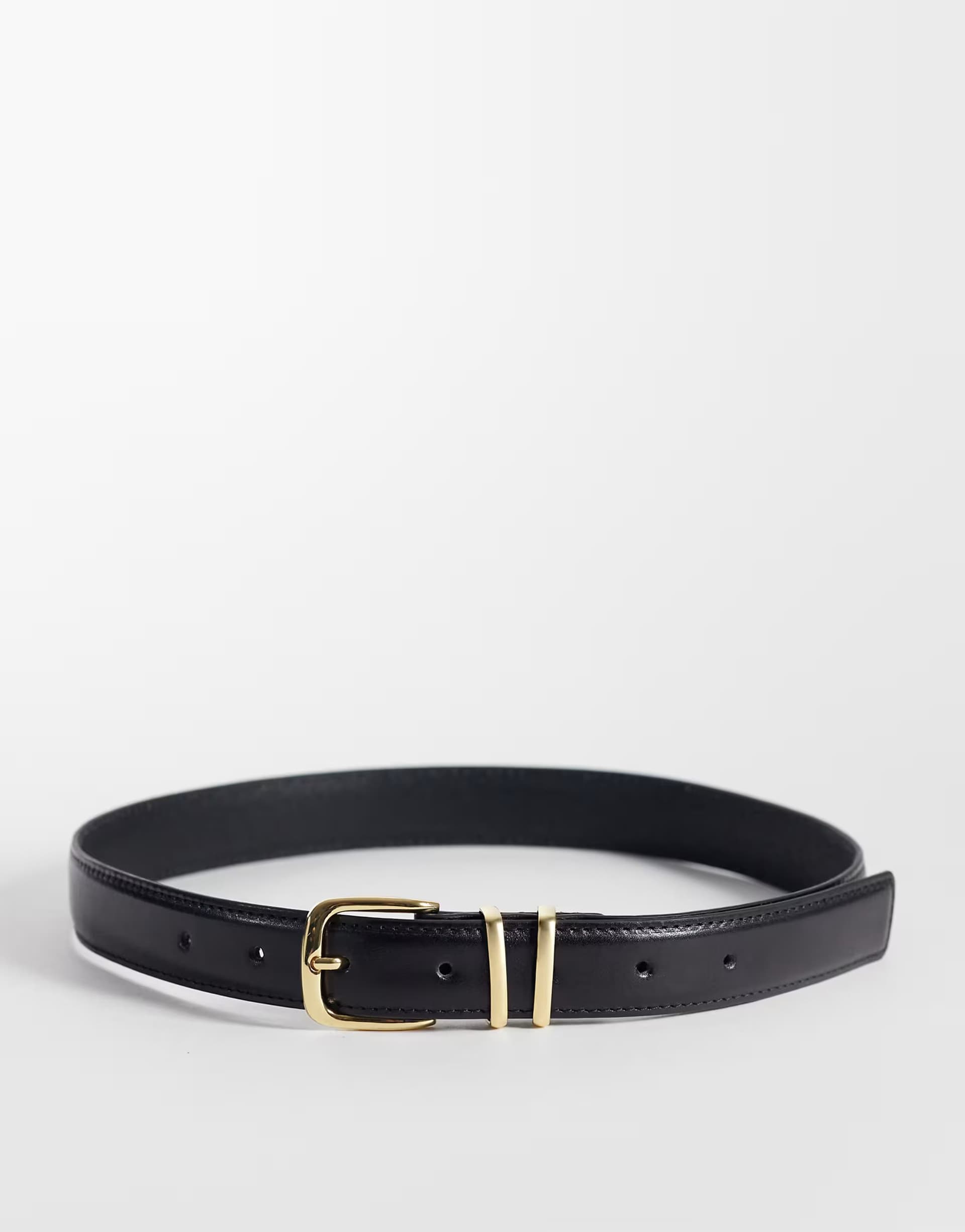 ASOS ASOS Black Leather Belt with Silver Buckle