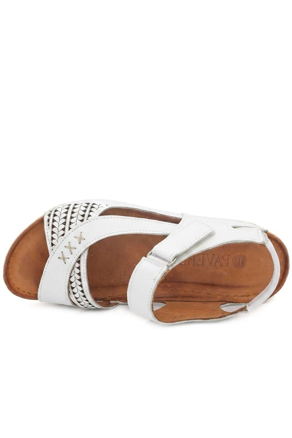 Pavers Pavers Women's All Leather Adjustable Fasten Sandals in White - 4